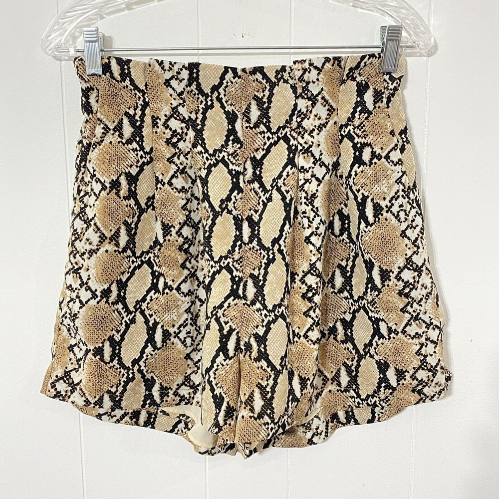 HUDSON GRAY Snakeskin PAPERBAG WAIST Short Shorts M Polyester HIGH WAIST